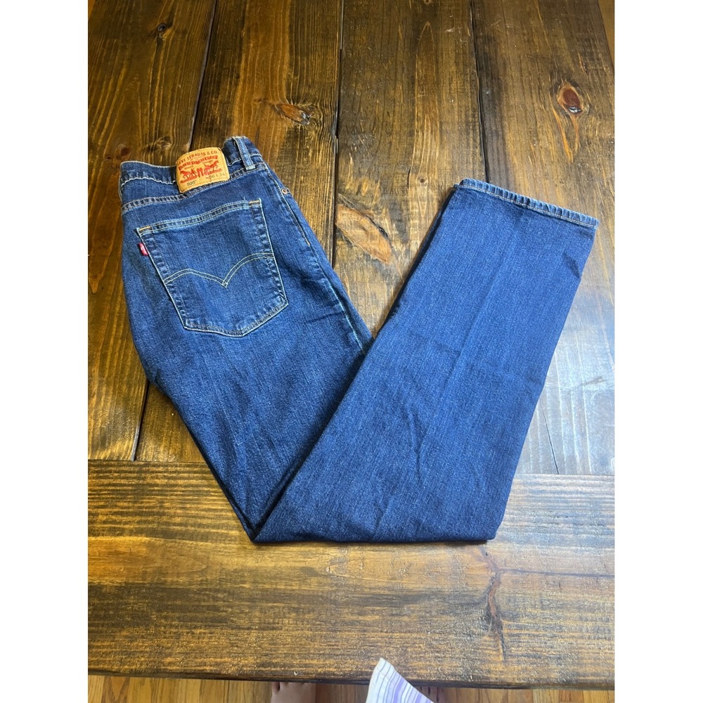 Levis‎ 505 Regular Fit Straight Leg Mens Jeans Dark Wash Indigo W36 L34